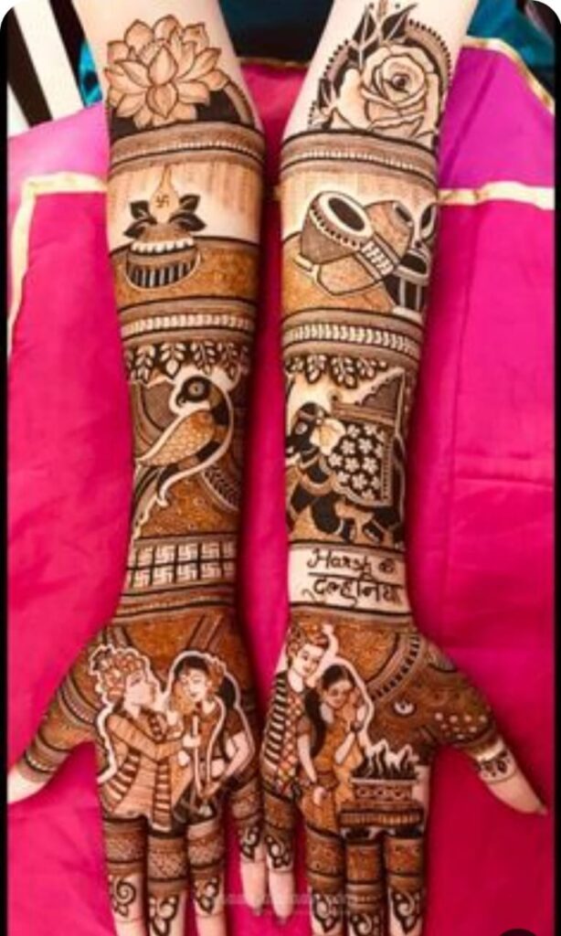 Dulha Dulhan Mehndi Design by the best Mehndi Designer in Shivaji Nagar, Up